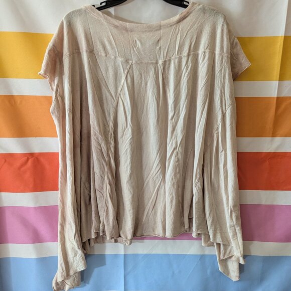 Allsaints Cream Lace Imprint Tunic Top Oversized Flowy Handkerchief Hem - Picture 2 of 8